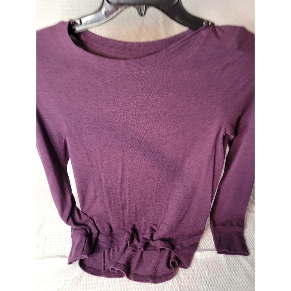 Cuddl Duds Softknit Purple Long Sleeve Scoop Neck Thumbhole Top Womens Small